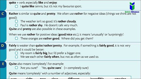 104 - Quite, pretty, rather and fairly - Unit 104 - ENGLISH GRAMMAR IN USE - Intermediate