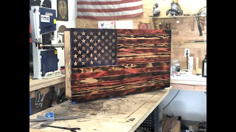 Wooden American Flag Concealed Gun Case