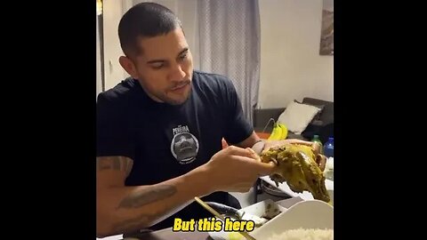 Alex Pereira tries lamb head for the first time