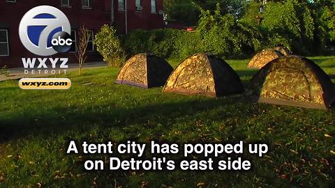 Group erects tent city for Detroit homeless on city's east side