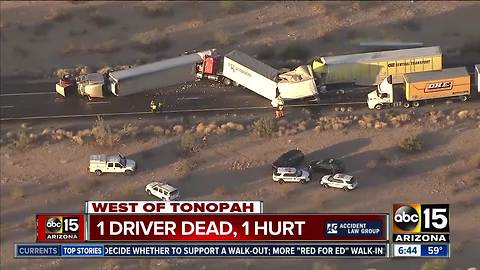 Deadly crash involving semis shuts down I-10 in western Arizona