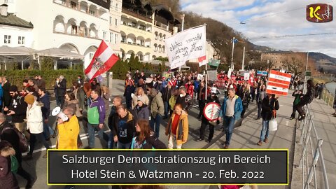 Salzburger Demonstrationszug im Bereich Hotel Stein & Watzmann - 20. Feb. 2022