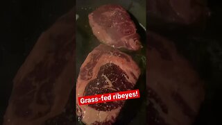 Friday night… grass-fed ribeyes and chill! #carnivore #carnivorediet