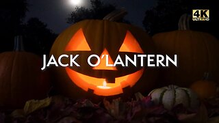 🎃 4K Calming Halloween Night: Jack O'Lantern & Moonlit Pumpkin Patch 🌕 Relaxing Autumn Ambience