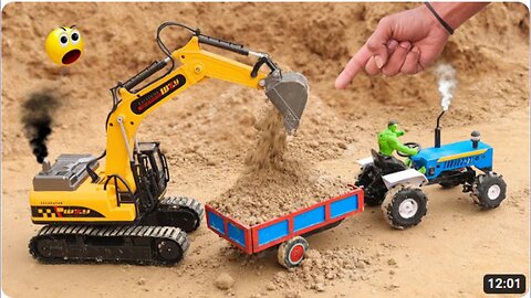 diy tractor mini bulldozer loading full trolly soil | Construction Vehicles |tractor, excavator work