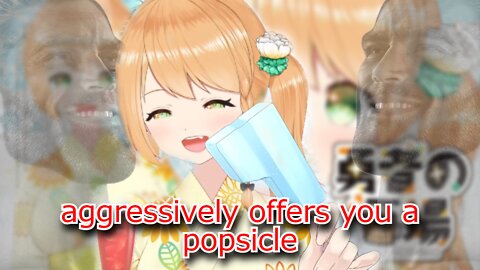 Vtuber Elena Yunagi in a yukata aggressively offers you a popsicle