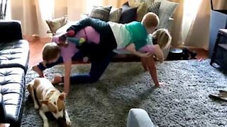 Family fails the "Plank That Song" challenge