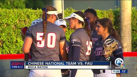 FAU falls to the Chinese National team in softball