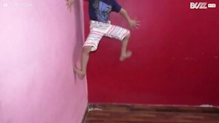 Boy dubbed the "real Spiderman" demonstrates his supple skills