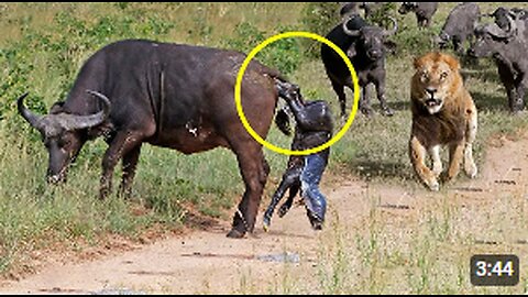 Tragic Birth: Mother Buffalo and Calf's Fate Sealed by Lion Attack