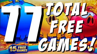 Chasing That Jackpot BONUS on Rich Little Piggies! 77 FREE GAMES!!!