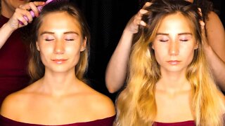 ASMR 💕 Hair Brushing & Relaxing Scalp Massage, Soft Whispering, Hair Sounds w/ Mercedes & Corrina