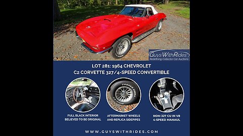 For Sale: Red 1964 Chevrolet Corvette C2 Convertible. Lot 281 on GuysWithRides.com - Bid Today!