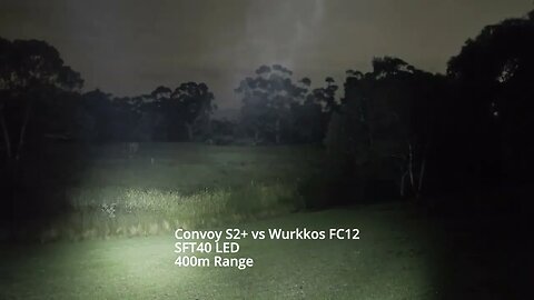Long-range Flashlight Beamshot test: Convoy S2+ vs Wurkkos FC12