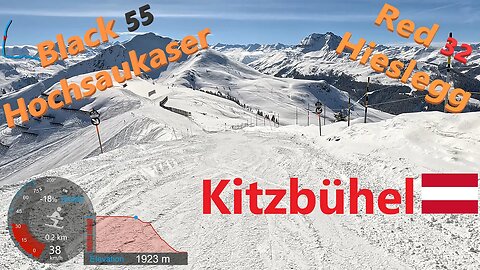 [4K] Skiing Kitzbühel KitzSki, Black 55 Hochsaukaser & Red 32 Hieslegg, Austria, GoPro HERO11