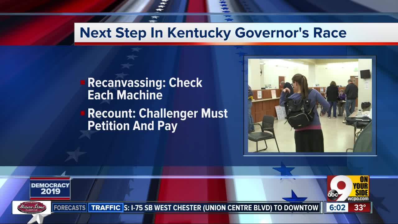 Recanvass, recount could come in KY governor's race