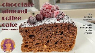 Chocolate Almond Coffee Cake from Scratch | EASY RICE COOKER CAKE RECIPES
