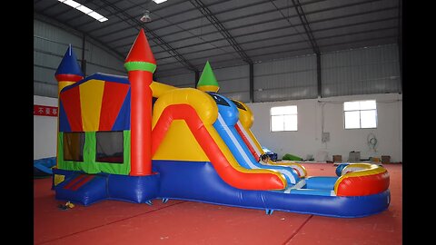 Inflatable Trampoline With Slide #inflatable #slide #bouncer #inflatablesupplier #catle #jumping