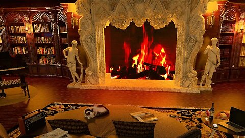 Ultimate Library Ambience ASMR 📖 | Relaxing Sounds of Crackling Fireplace, Rain & Jazz Piano Music 🎹