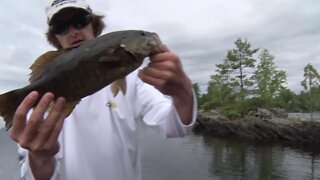 Father and Son smallmouth fishing on Crane Lake