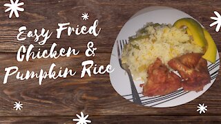 Easy Fried Chicken and Pumpkin Rice with Avocado