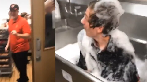 Employee took a bath in the kitchen - Guess who is going to get Fired?