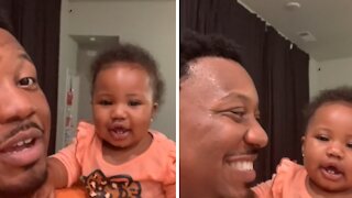 Baby Girl Adorably Adds On To Dad's Beat