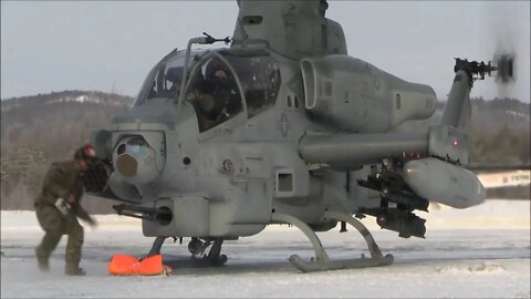 Marine Helicopters Re-arm and Conduct Flight Operations in Norway - Exercise Cold Response 22