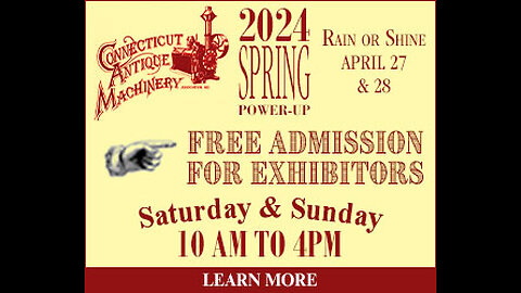 MACHINERY DISPLAYS AND VENDORS WANTED FOR SPRING STARTUP APRIL 27TH AND 28TH 2024