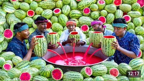 WATERMELON_JUICE___Farm_Fresh_Fruit_Juice_Making___Watermelon_Craft___Watermelon_Experiment