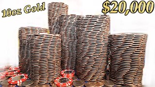 🟡0VER (10oz) of Gold! That's $20,000 of Gold inside This Coin Pusher! ASMR