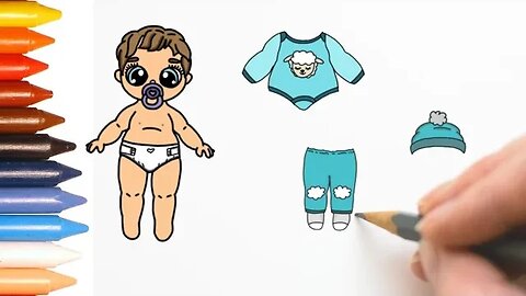 COMO DESENHAR BEBÊ E ROUPAS - BONECA DE PAPEL- FÁCIL #paperdolls #dollpaper #baby #desenho