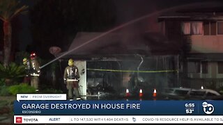 Fire destroys Escondido home's garage
