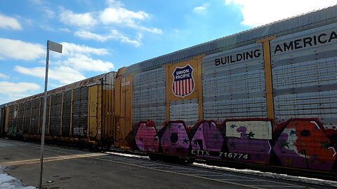 CN 274 CN 5742 & CSX 711 Engines Autorack Train East In Ontario Feb 15 2022