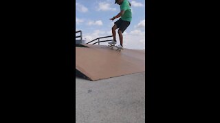 45 year old skateboarder - pressure flip