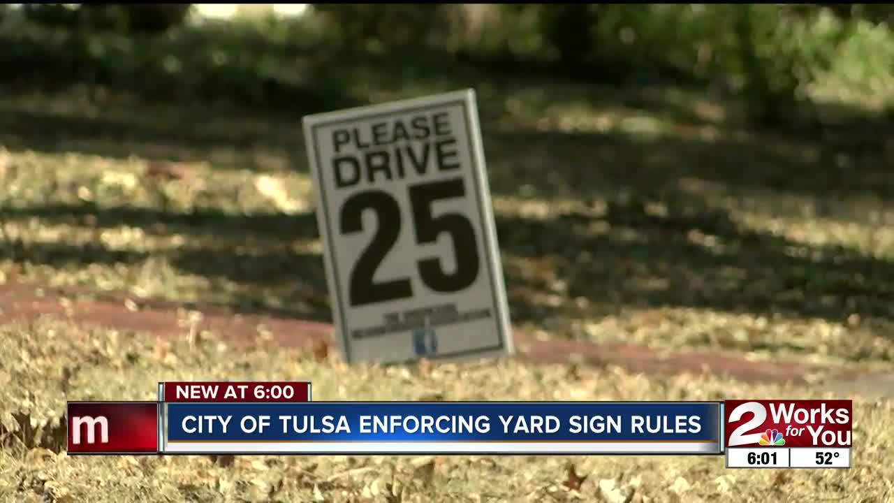 CITY OF TULSA ENFORCING YARD SIGN RULES