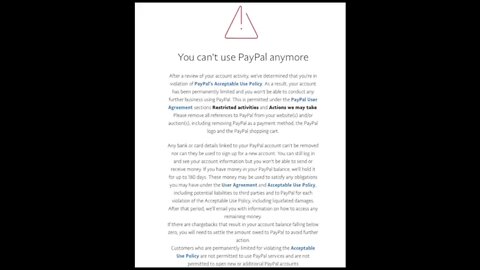 Paypal Have Terminated my Account!