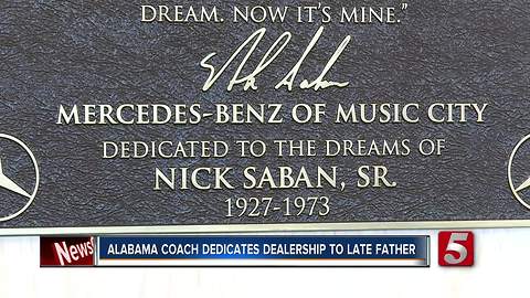 Saban Dedicates Car Dealership To Late Father