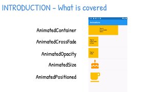 Flutter - Animation - AnimatedContainer - AnimatedCrossFade - AnimatedOpacity