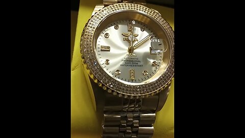 gold pro diver automatic diamond mens watch with exhibition case & adjustable bracelet