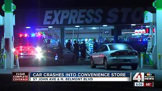 Driver crashes into BP convenience store, flees scene