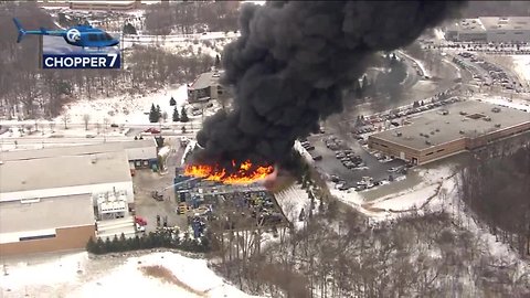 Massive fire breaks out at plastics manufacturing facility in Auburn Hills