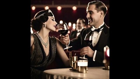A man and a woman drinking Pinot noir in a 1920’s theatre #pinotnoir #theatre #1920s #wonderapp