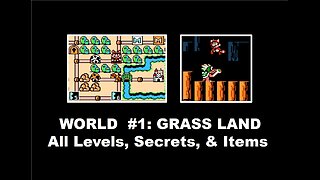 Super Mario Bros 3 (NES) World #1 Grass Land: Complete Walkthrough Guide: All Levels, Secrets, Items