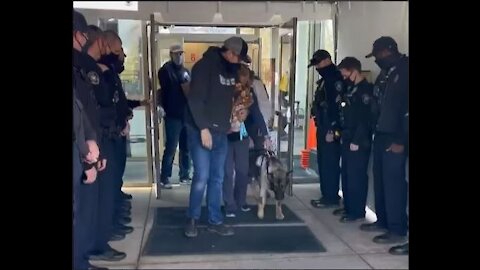 Thurston County police dog wounded during chase returns home to hero's welcome