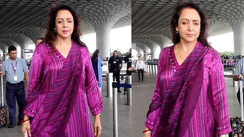 Hema Malini was seen at the airport looking so pretty in a traditional suit 💖📸