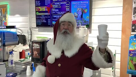 Santa is enjoying a Hot Chocolate float at Gift of Wings
