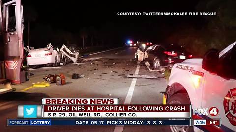 One driver dead after 3-car crash on State Road 29 in Collier County