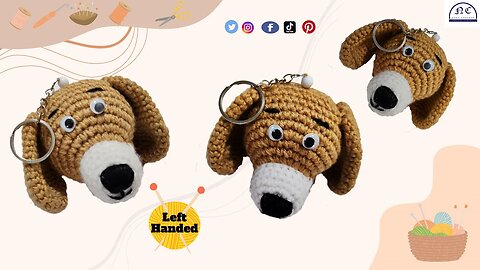 How to make a crochet dog keychain Part 2 - Amigurumi dog ( left Handed ) with the pattern