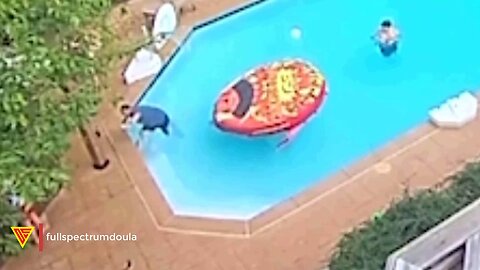 Guy Falls into The Pool But Saves Beer From Spilling | Doorbell Camera Video